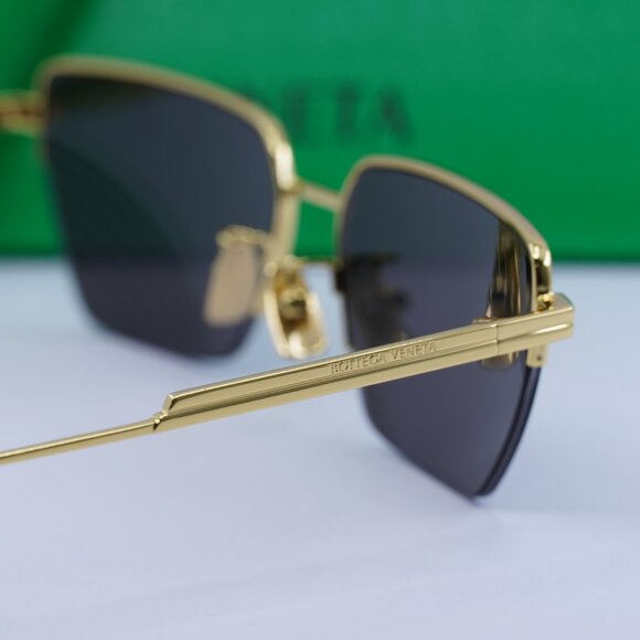 Bottega Veneta BV1107S 004 Rectangle Sunglasses - Gold/Grey - Picture 6 of 9